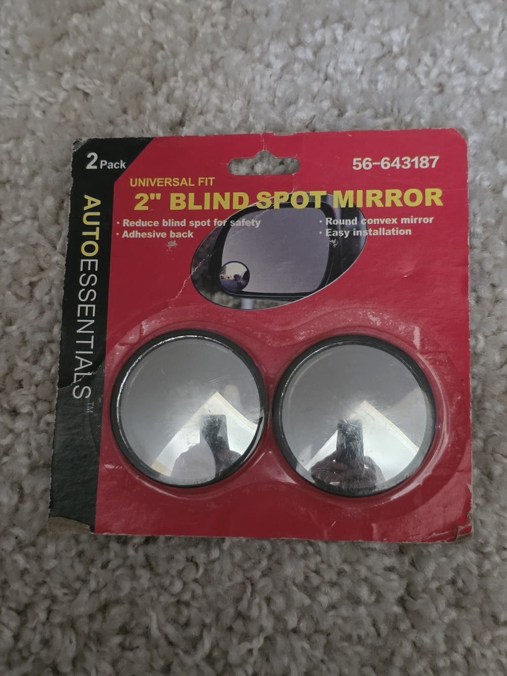 Essentials 2" Blind Spot Mirror - Black (2 Pack)
